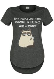 Grumpy Cat - Some People Just Need A Highfive - T-Shirt - Donna - grigio sport