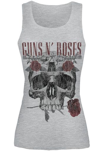 Guns N' Roses - Flower Skull - Top - Donna - grigio sport