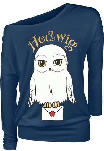 Harry Potter - Hedwig - Maglia a maniche lunghe - Donna - blu scuro