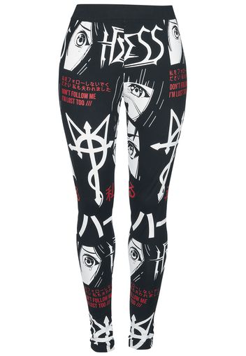 Heartless - I'm Lost Leggings - Leggings - Donna - nero bianco rosso