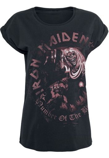 Iron Maiden - Number Of The Beast - T-Shirt - Donna - nero effetto usurato