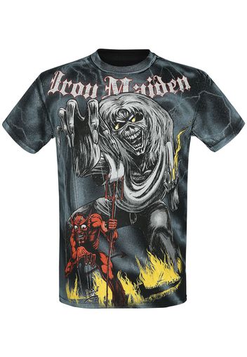 Iron Maiden - Sketched Number Of The Beast Allover - T-Shirt - Uomo - stampa allover