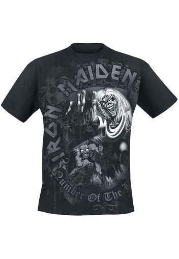 Iron Maiden - Number Of The Beast Grey Tone - T-Shirt - Uomo - nero
