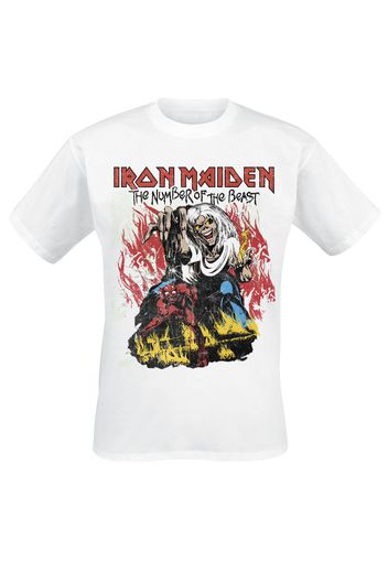 Iron Maiden - Stylised Dancing Flames - T-Shirt - Uomo - bianco