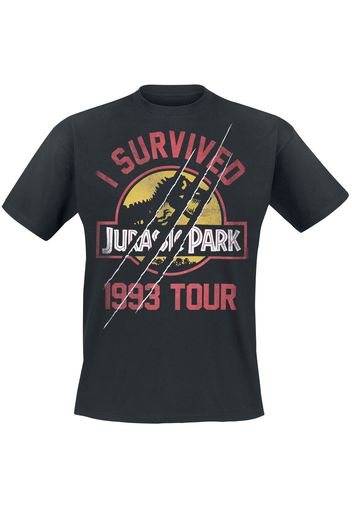 Jurassic Park - I Survived 1993 Tour - T-Shirt - Uomo - nero