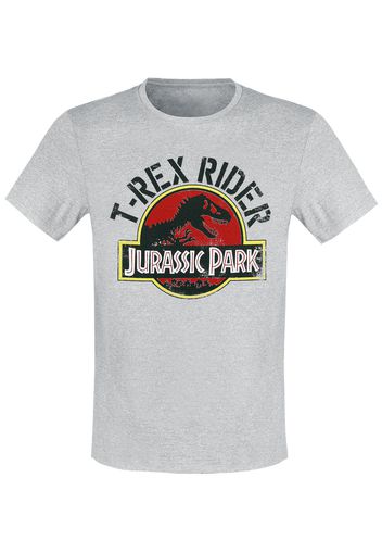 Jurassic Park - T-Rex Rider - T-Shirt - Uomo - grigio
