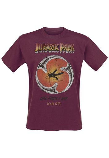 Jurassic Park - Life Finds A Way - T-Shirt - Uomo - bordeaux