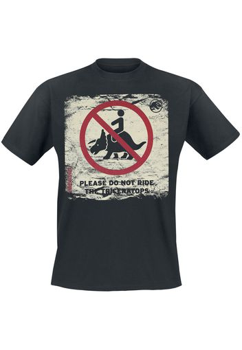 Jurassic Park - Please Do Not Ride The Triceratops - T-Shirt - Uomo - nero