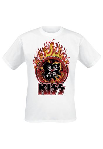 Kiss - Rock And Roll Over Flames - T-Shirt - Uomo - bianco