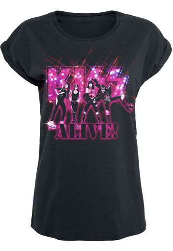 Kiss - Alive Pink Glitter - T-Shirt - Donna - nero