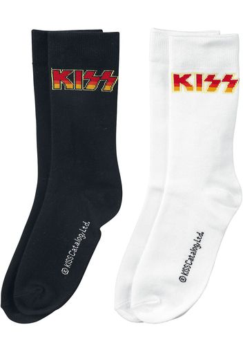 Kiss - Logo-Socken - 2er Pack - Calzini - Uomo - nero bianco