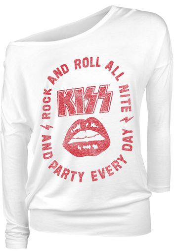 Kiss - Lips Retro - Maglia a maniche lunghe - Donna - bianco