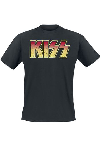 Kiss - Distressed Logo - T-Shirt - Uomo - nero