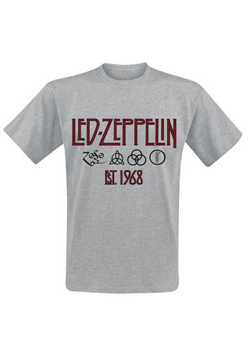 Led Zeppelin - Symbols Est. 1968 - T-Shirt - Uomo - grigio sport