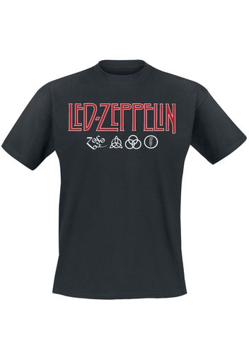 Led Zeppelin - Logo & Symbols - T-Shirt - Uomo - nero