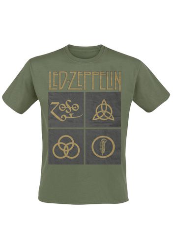 Led Zeppelin - Green Symbols - T-Shirt - Uomo - verde oliva