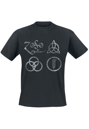 Led Zeppelin - IV Distressed Symbols - T-Shirt - Uomo - nero