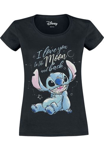 Lilo & Stitch - I love you to the moon and back - T-Shirt - Donna - nero