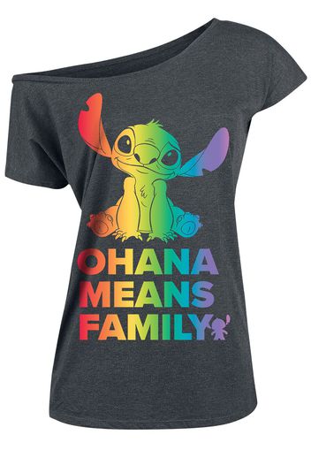 Lilo & Stitch - Ohana Rainbow - T-Shirt - Donna - grigio