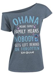 Lilo & Stitch - Ohana - T-Shirt - Donna - blu screziato