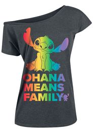 Lilo & Stitch - Ohana Rainbow - T-Shirt - Donna - grigio