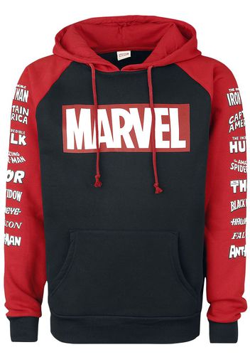 Marvel - Logos - Felpa con cappuccio - Uomo - nero rosso