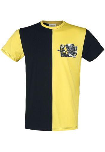 Minions - Three Finger Punch Time!!! - T-Shirt - Uomo - nero giallo