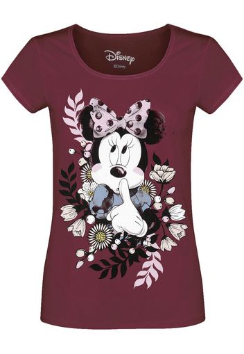 Minnie & Topolino - Flowers - T-Shirt - Donna - borgogna