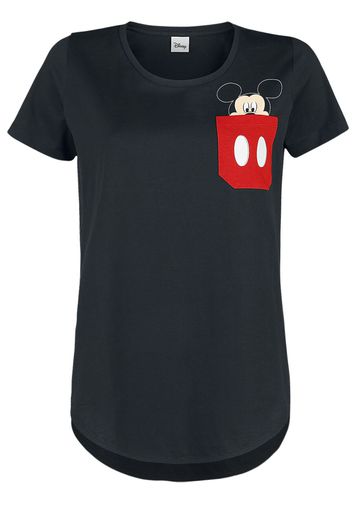 Minnie & Topolino - Pocket Face - T-Shirt - Donna - nero