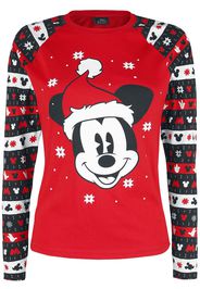 Minnie & Topolino - Xmas Mickey - Maglia a maniche lunghe - Donna - rosso blu