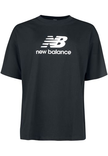 New Balance - NB ESSENTIALS STACKED LOGO OVERSIZED T-SHIRT - T-Shirt - Donna - nero