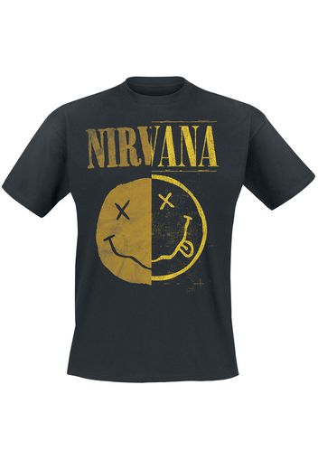 Nirvana - Spliced Smiley - T-Shirt - Uomo - nero