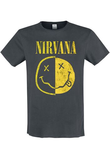 Nirvana - Amplified Collection - Spliced Smiley - T-Shirt - Uomo - carbone