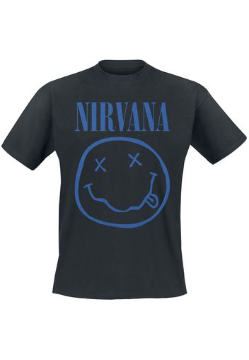 Nirvana - Blue Smiley - T-Shirt - Uomo - nero