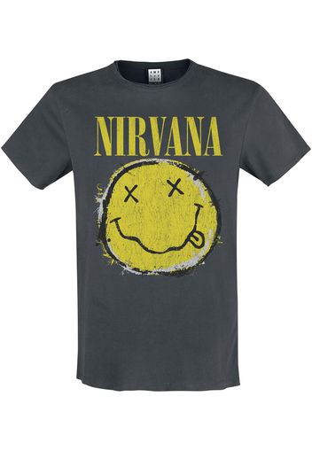 Nirvana - Amplified Collection - Worn Out Smiley - T-Shirt - Uomo - carbone