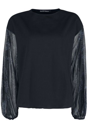 Outer Vision - Damask - Maglia a maniche lunghe - Donna - nero