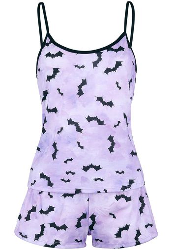 Outer Vision - Pastel Bats - Pigiama - Donna - viola nero