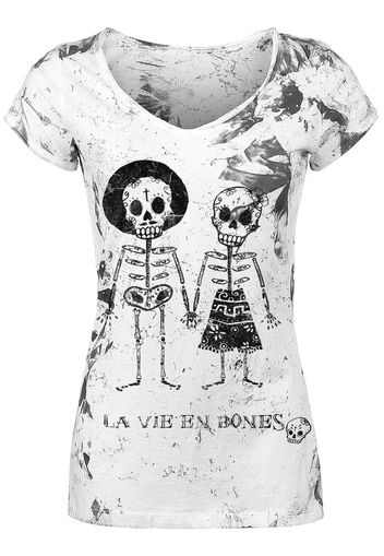 Outer Vision - Skeleton Lovers - T-Shirt - Donna - bianco