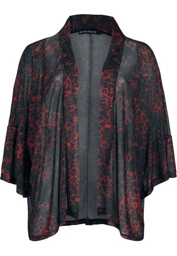 Outer Vision - Lucy Crimson Leopard - Cardigan - Donna - nero rosso