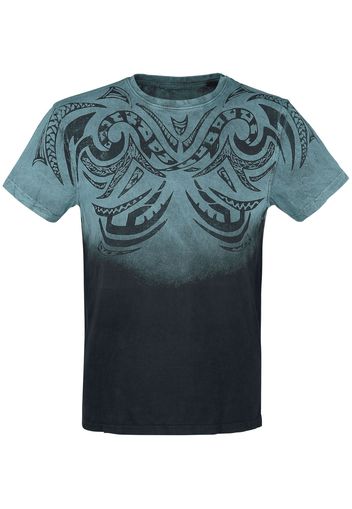 Outer Vision - Waves Tattoo - T-Shirt - Uomo - turchese