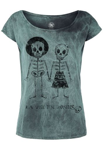 Outer Vision - Skeleton Lovers - T-Shirt - Donna - turchese