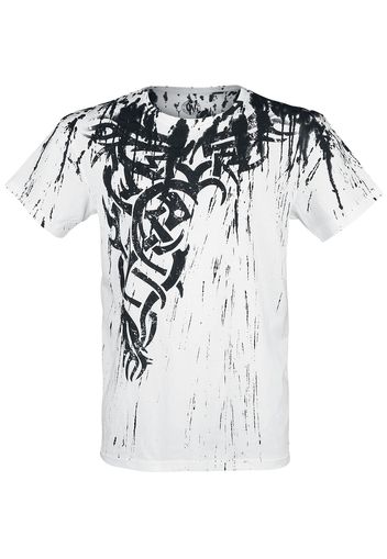 Outer Vision - Wings Tattoo Splashed Strips - T-Shirt - Uomo - bianco