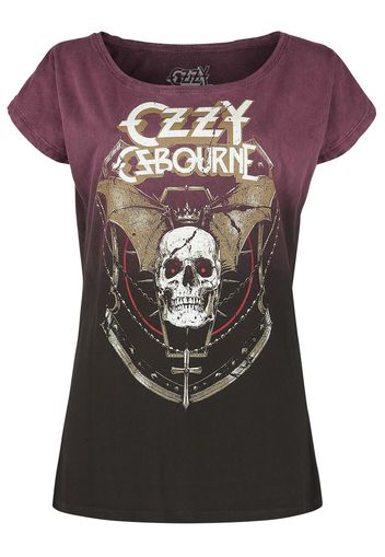 Ozzy Osbourne - Gold Bat - T-Shirt - Donna - borgogna