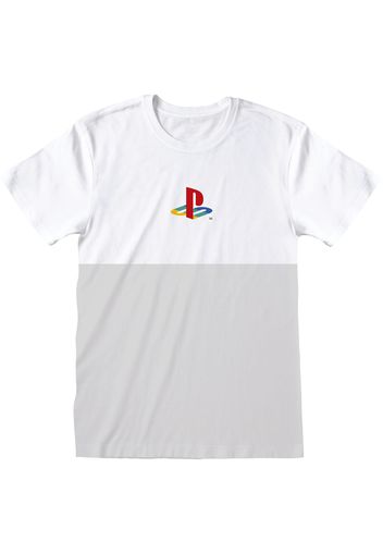 Playstation - Retro Symbol - T-Shirt - Uomo - bianco grigio