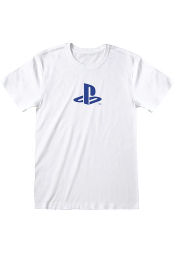 Playstation - Blue Symbol - T-Shirt - Uomo - bianco