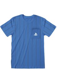 Playstation - Striped Pocket Logo - T-Shirt - Uomo - blu