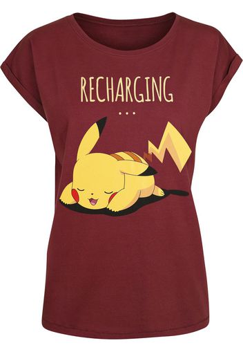 Pokémon - Pikachu - Recharging - T-Shirt - Donna - bordeaux