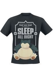 Pokémon - Snorlax - Sleep All Night - T-Shirt - Uomo - nero