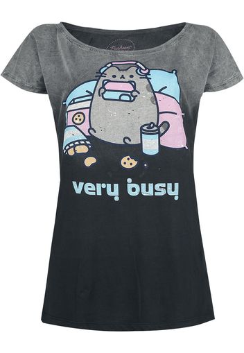 Pusheen - Very Busy - T-Shirt - Donna - grigio scuro