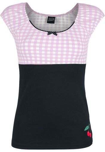 Pussy Deluxe - Plaid Evie Shirt - T-Shirt - Donna - nero rosa